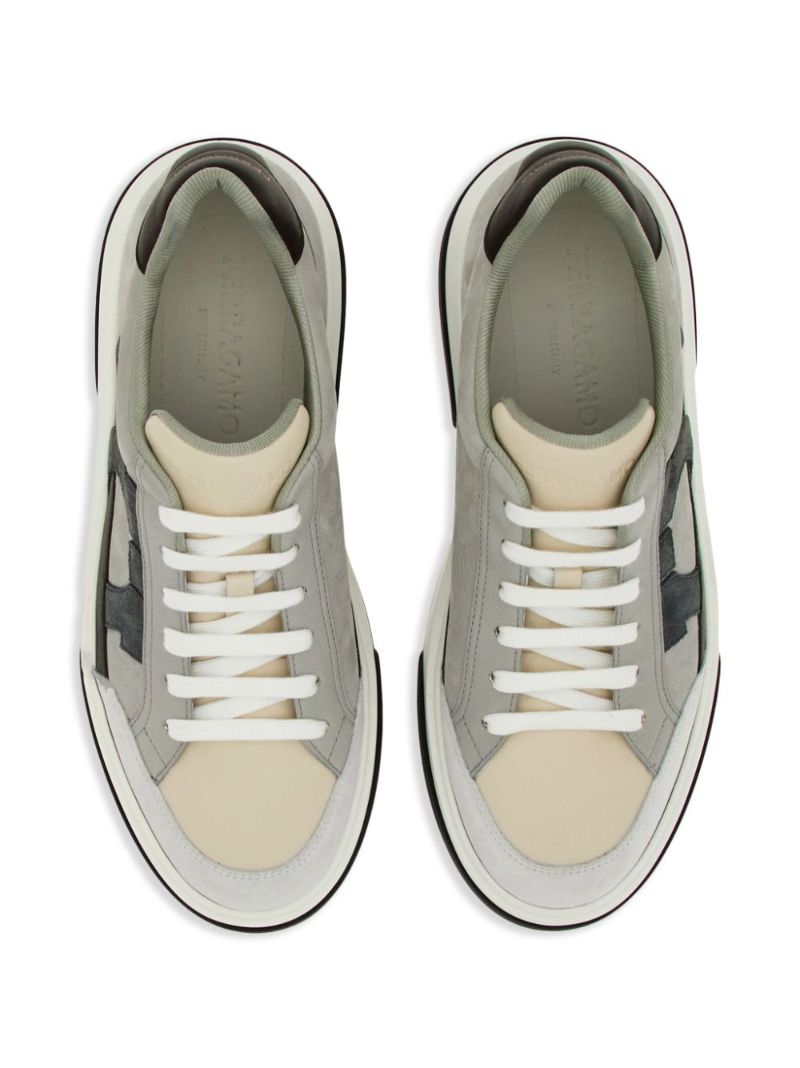 Grey Gancini Leather Sneakers