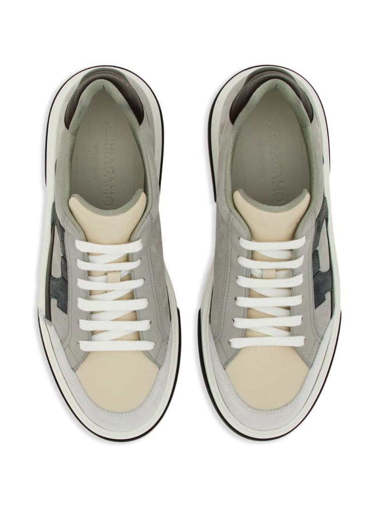 Grey Gancini Leather Sneakers
