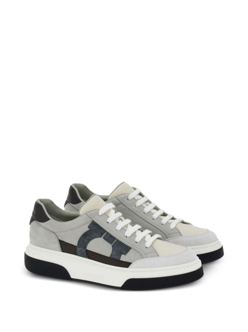 Grey Gancini Leather Sneakers