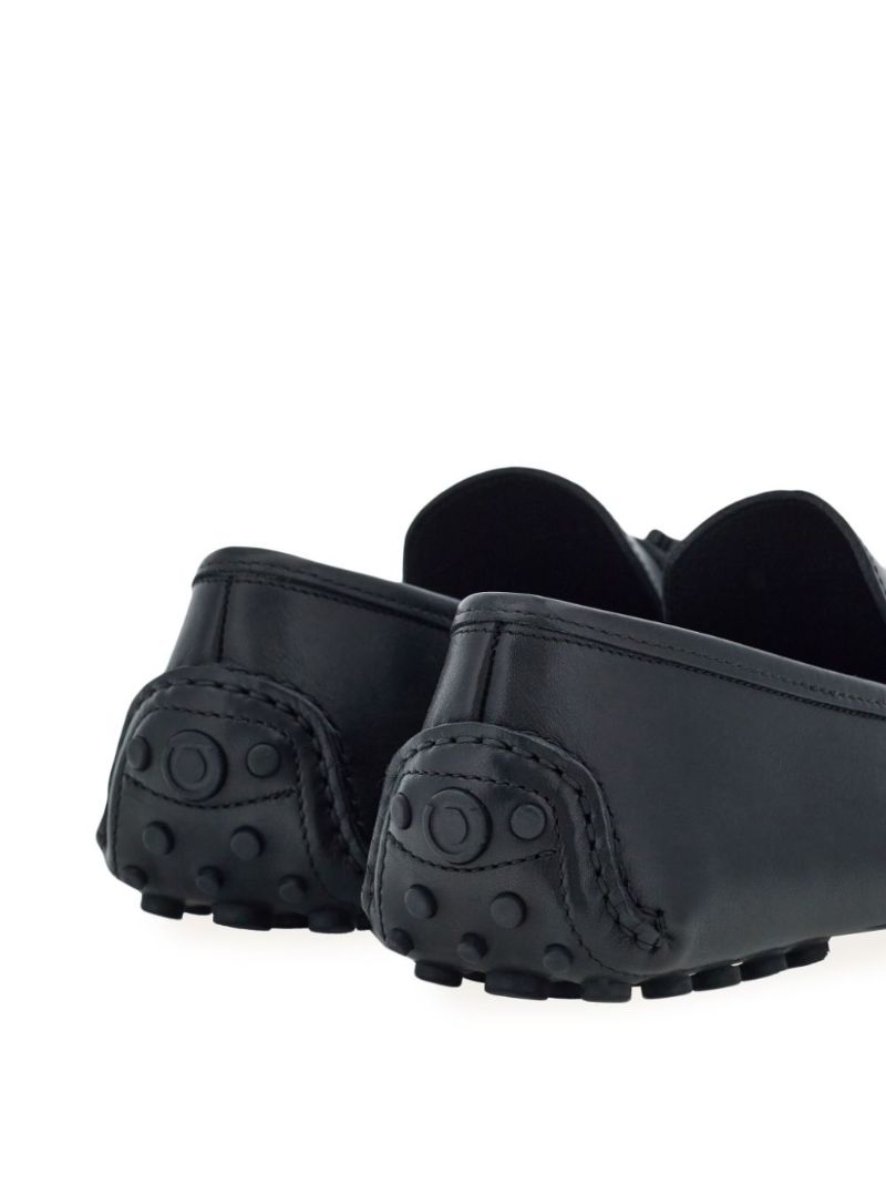 Black Gancini Leather Loafers
