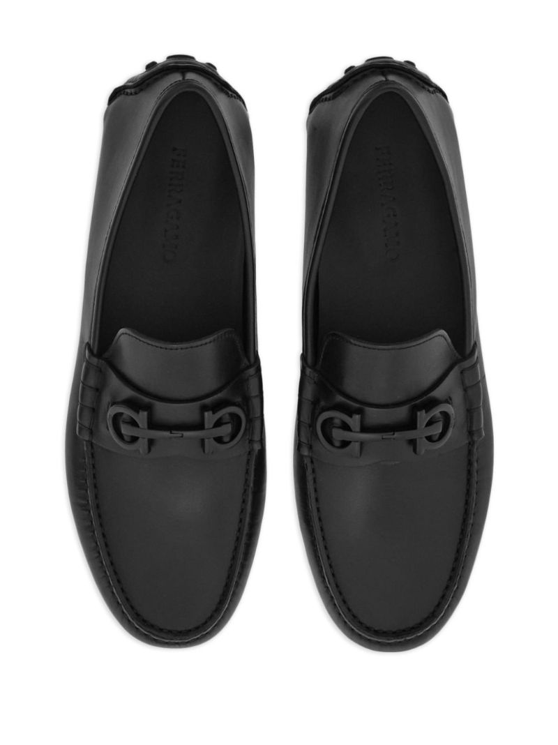 Black Gancini Leather Loafers