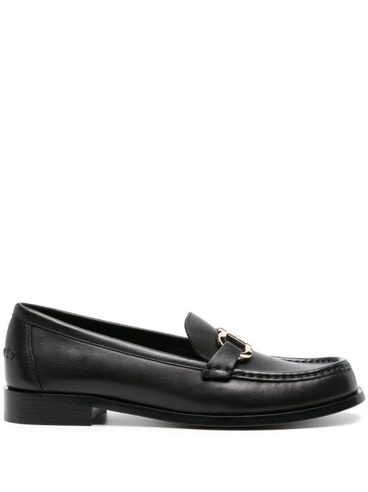 Black Gancini Leather Loafers