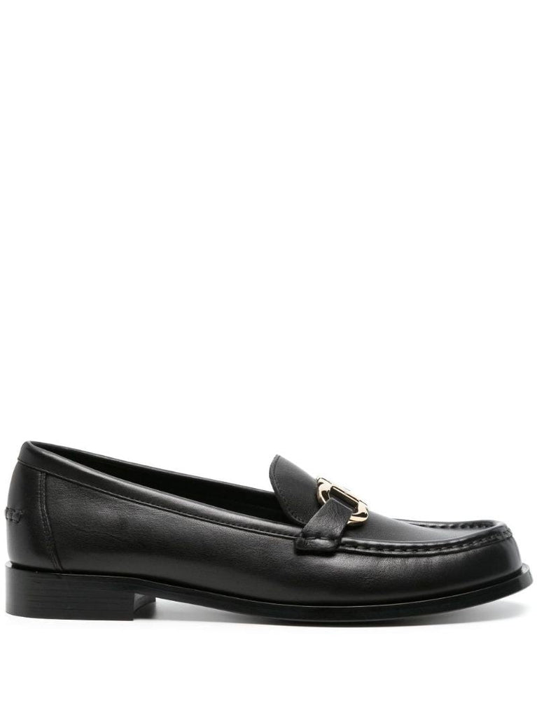 Black Gancini Leather Loafers