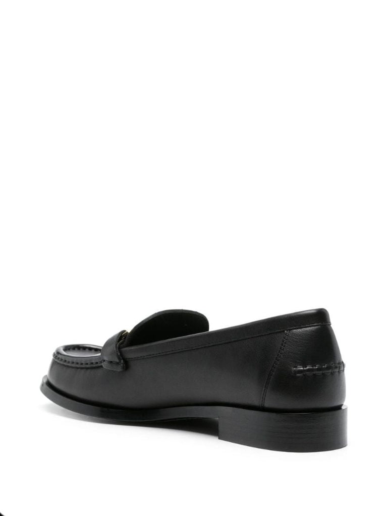 Black Gancini Leather Loafers
