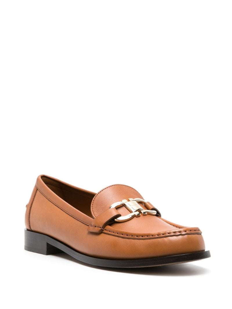 Brown Gancini Leather Loafers