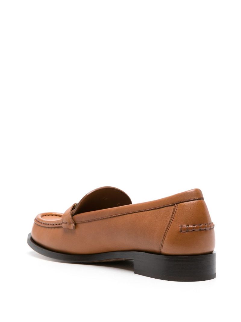 Brown Gancini Leather Loafers