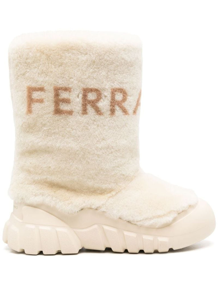 Beige Shearling Ski Boots