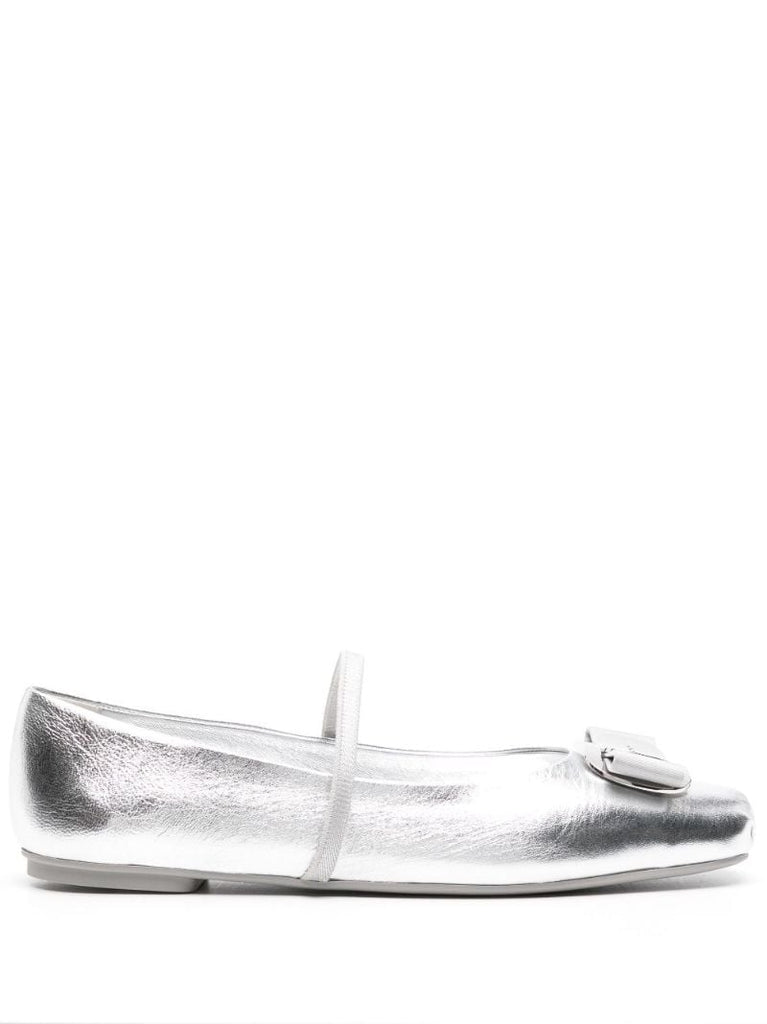 Silver-tone New Vara Metallic Ballet Pumps