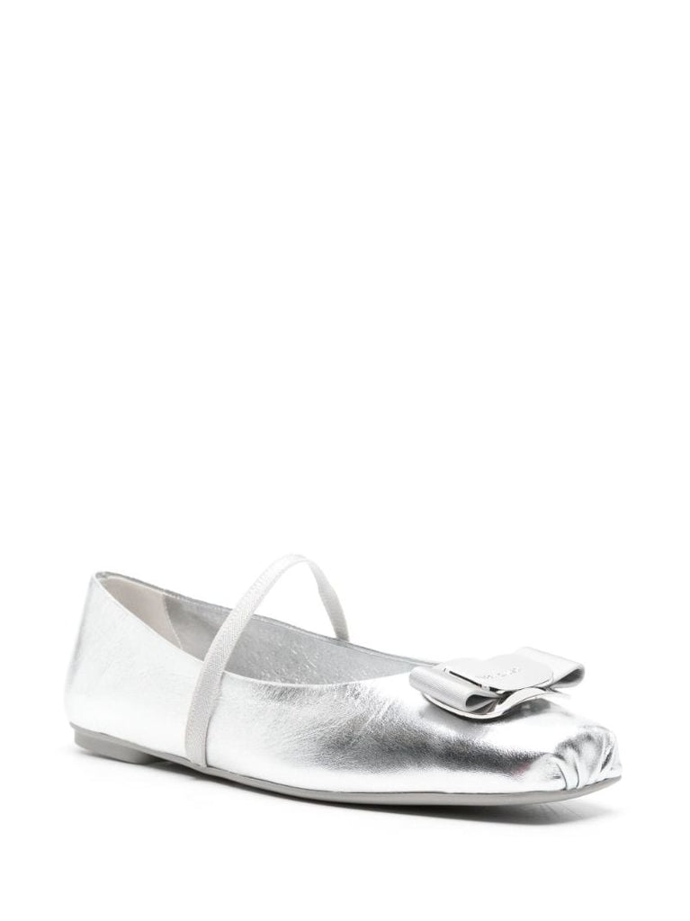 Silver-tone New Vara Metallic Ballet Pumps