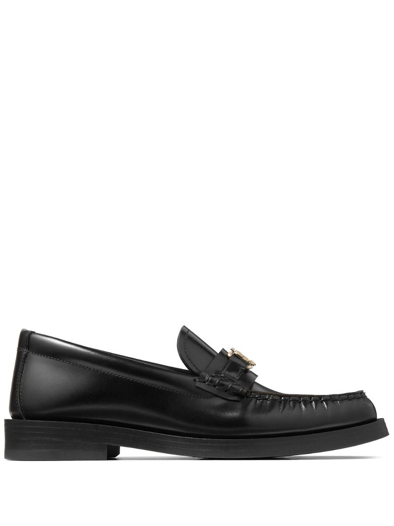 Black Addie Logo-plaque Leather Loafers
