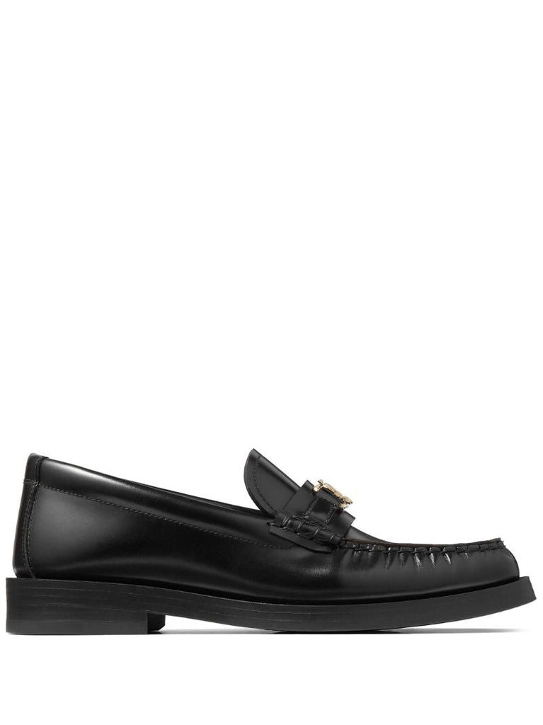 Black Addie Logo-plaque Leather Loafers