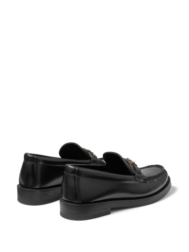Black Addie Logo-plaque Leather Loafers