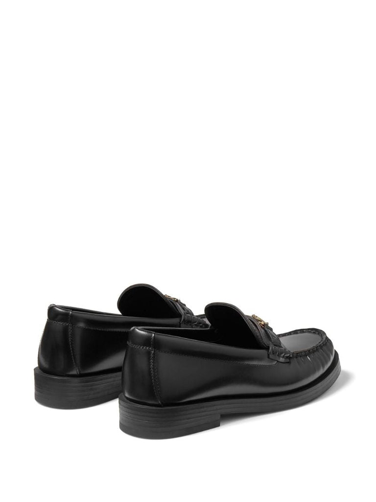 Black Addie Logo-plaque Leather Loafers