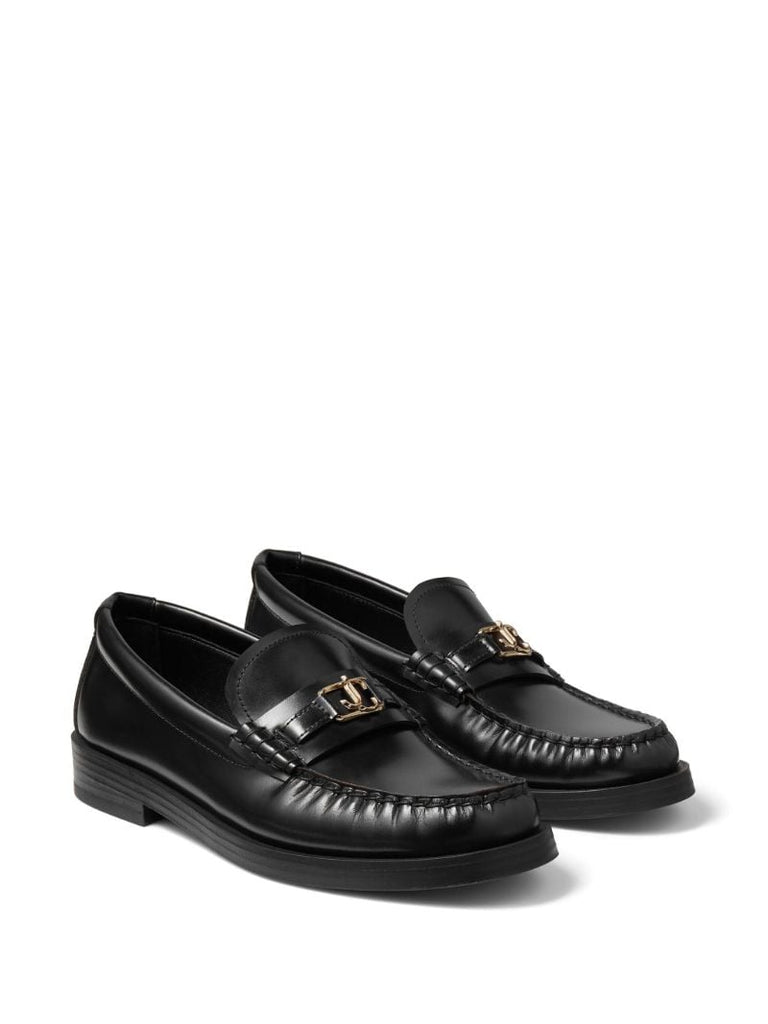 Black Addie Logo-plaque Leather Loafers