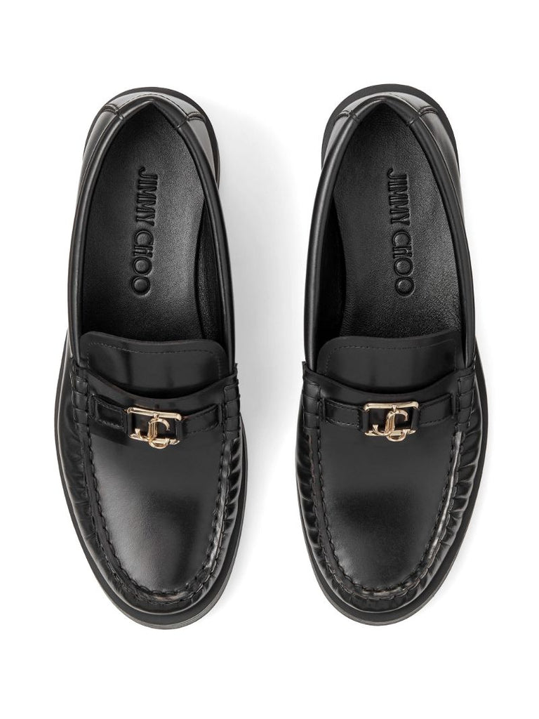 Black Addie Logo-plaque Leather Loafers