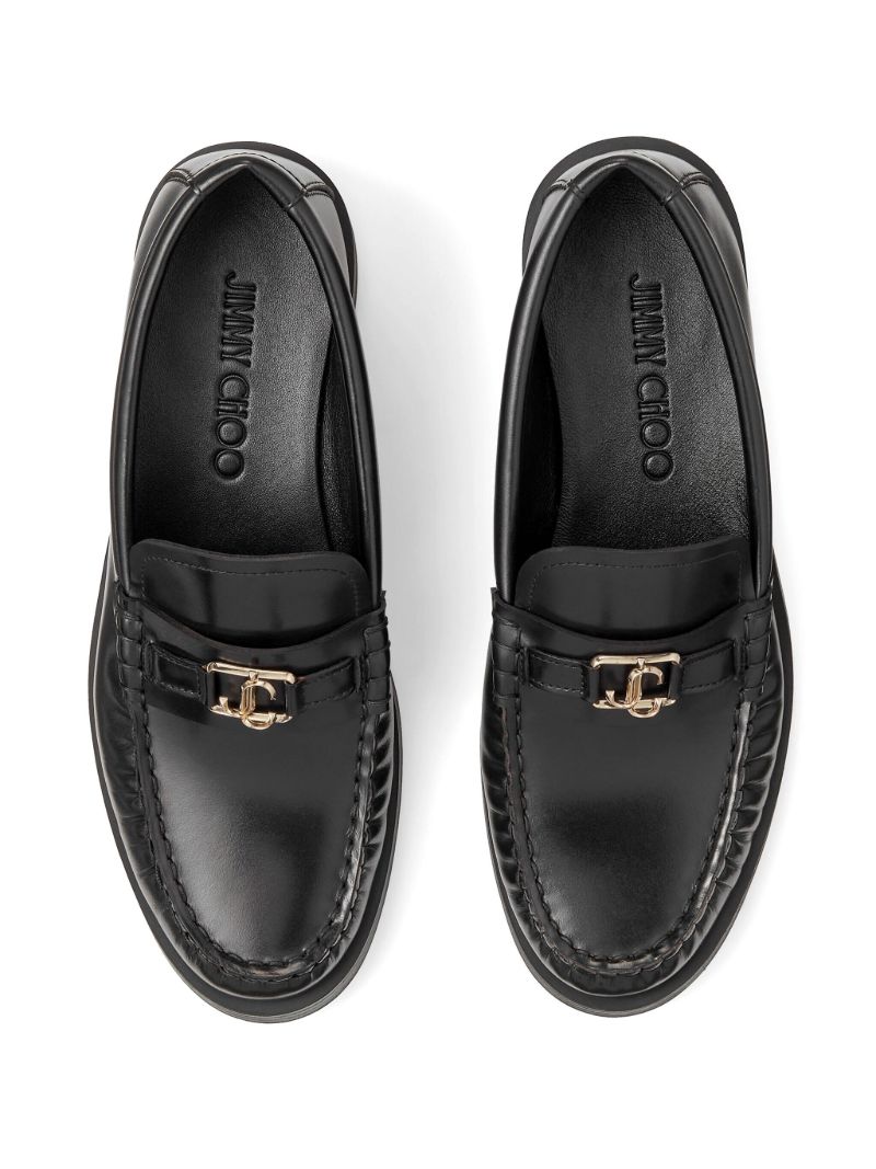 Black Addie Logo-plaque Leather Loafers
