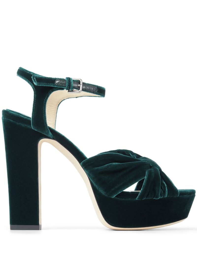 Green Heloise 120 Velvet Platform Sandals