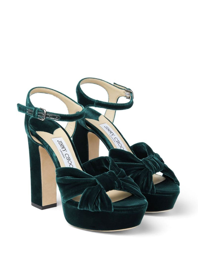 Green Heloise 120 Velvet Platform Sandals