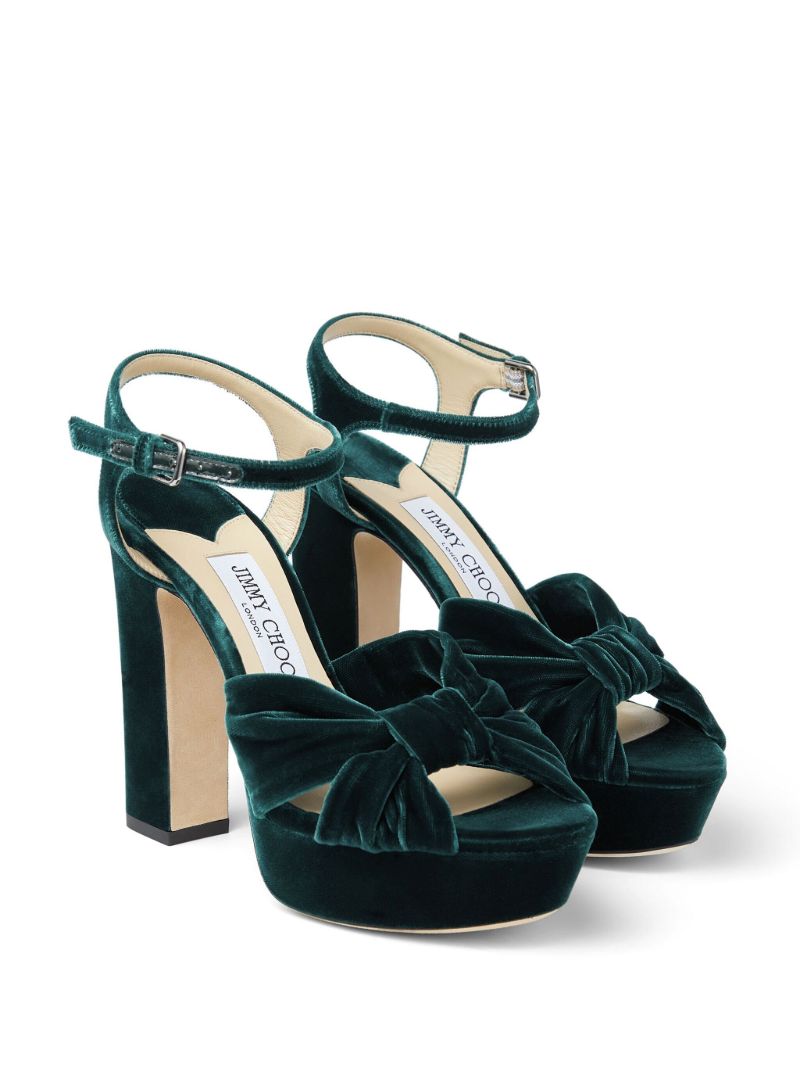Green Heloise 120 Velvet Platform Sandals