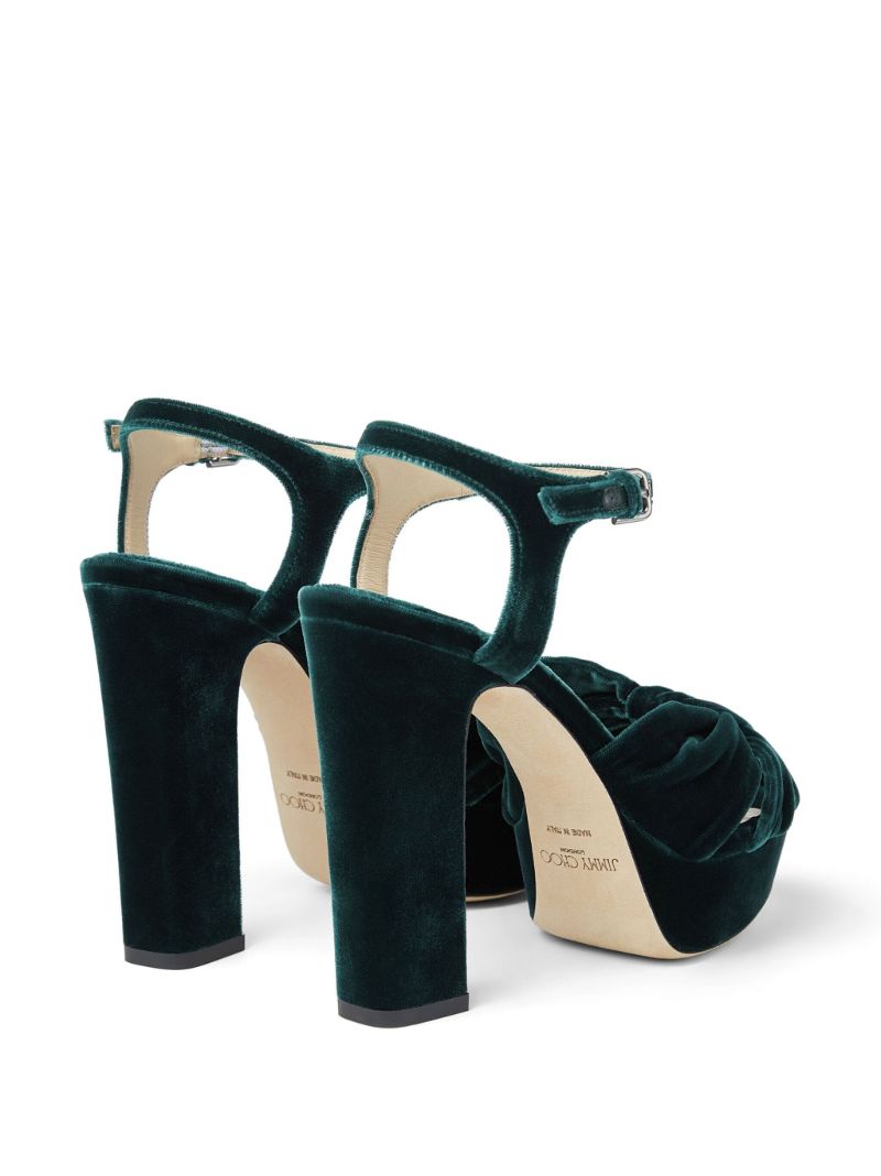 Green Heloise 120 Velvet Platform Sandals