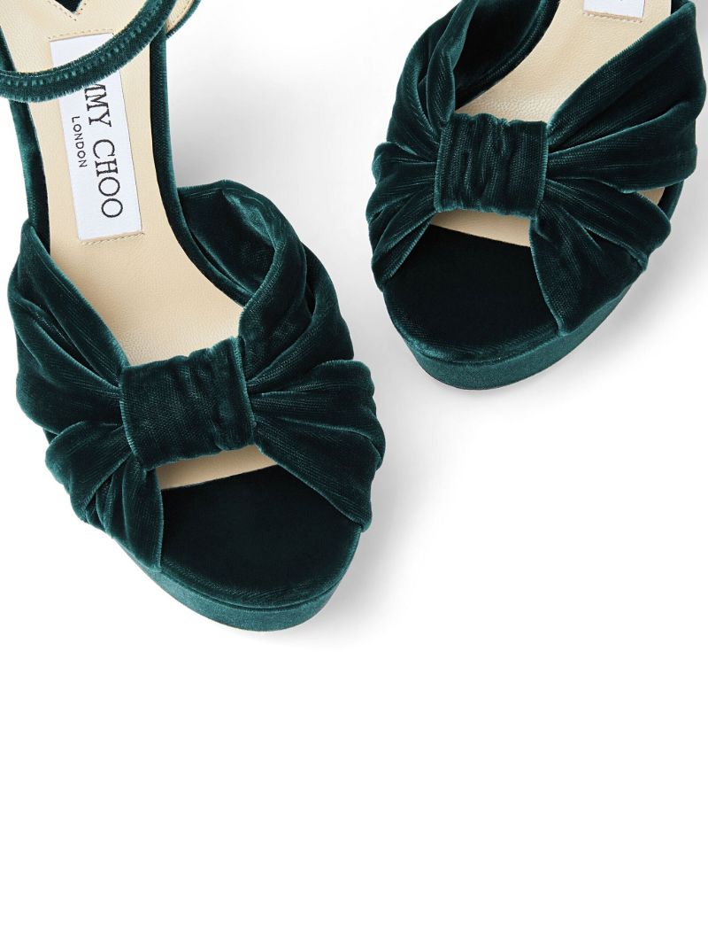 Green Heloise 120 Velvet Platform Sandals
