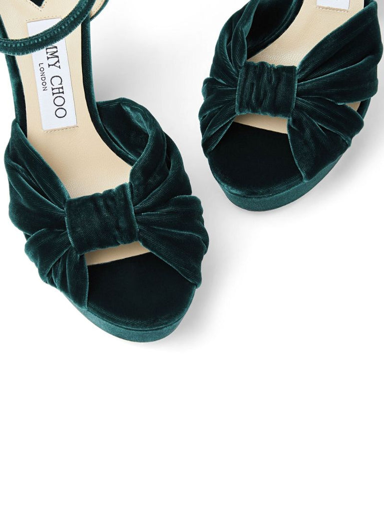 Green Heloise 120 Velvet Platform Sandals