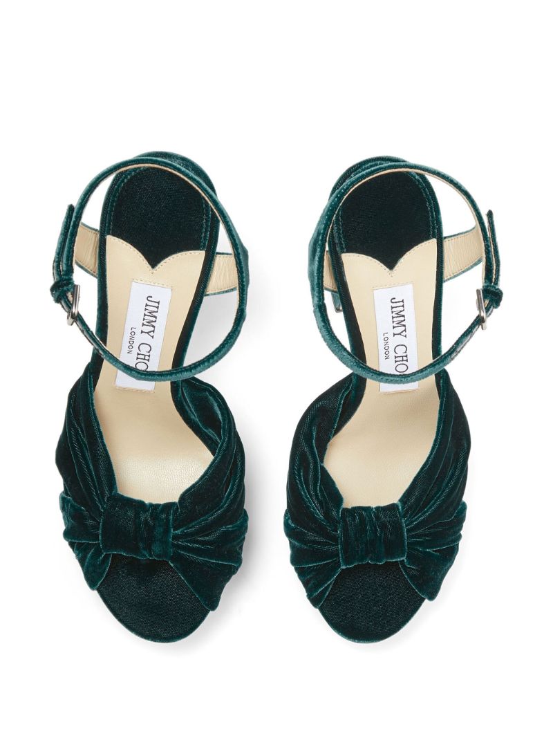 Green Heloise 120 Velvet Platform Sandals
