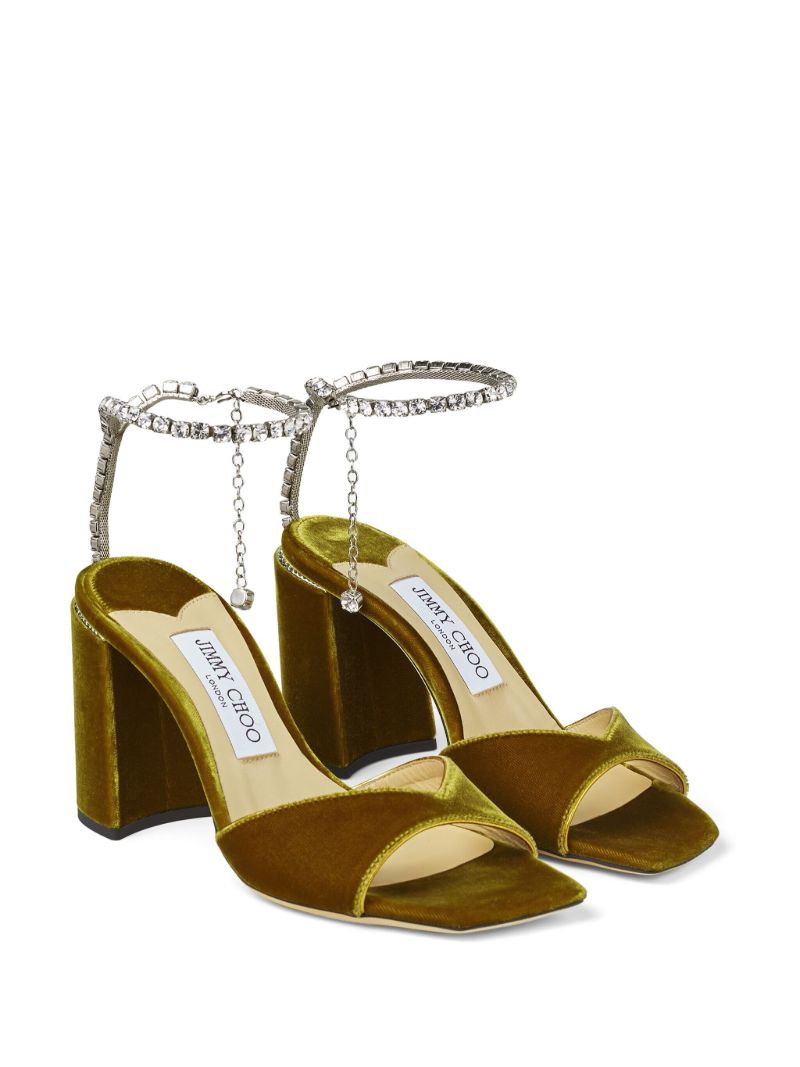 Green Saeda 85 Velvet Sandals