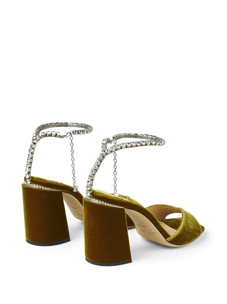 Green Saeda 85 Velvet Sandals