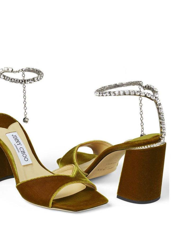 Green Saeda 85 Velvet Sandals