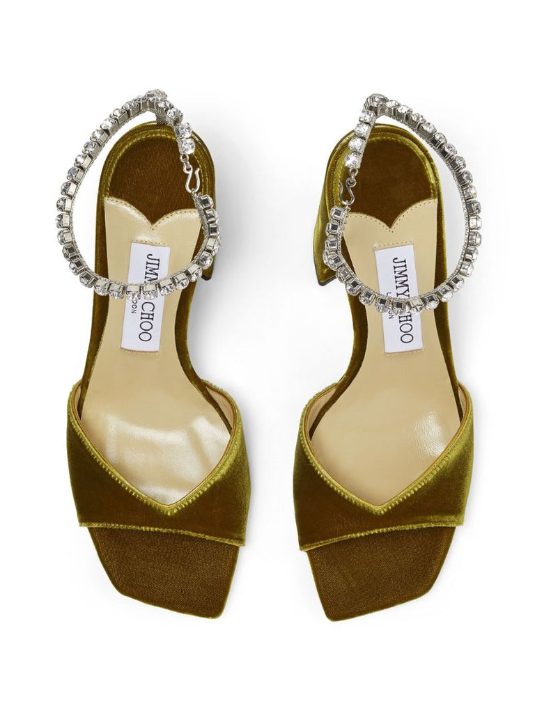 Green Saeda 85 Velvet Sandals