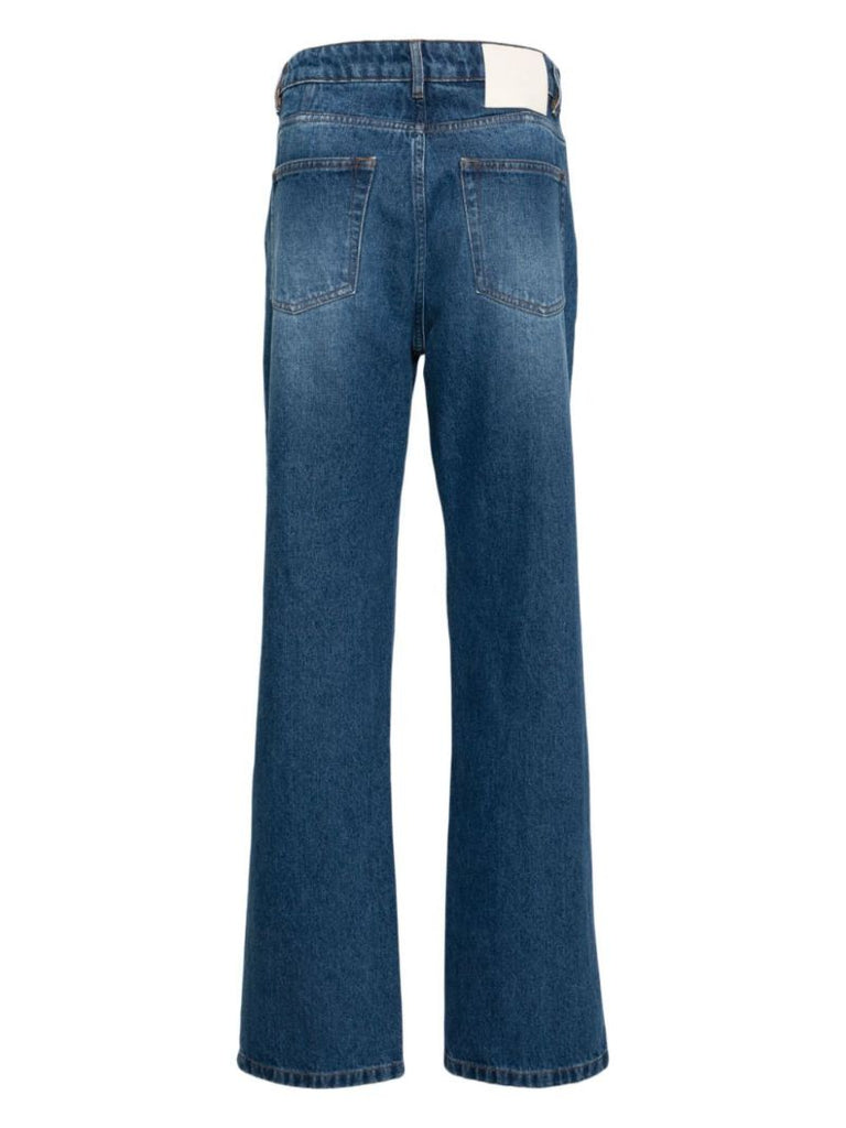 Blue Mid-rise Straight-leg Jeans
