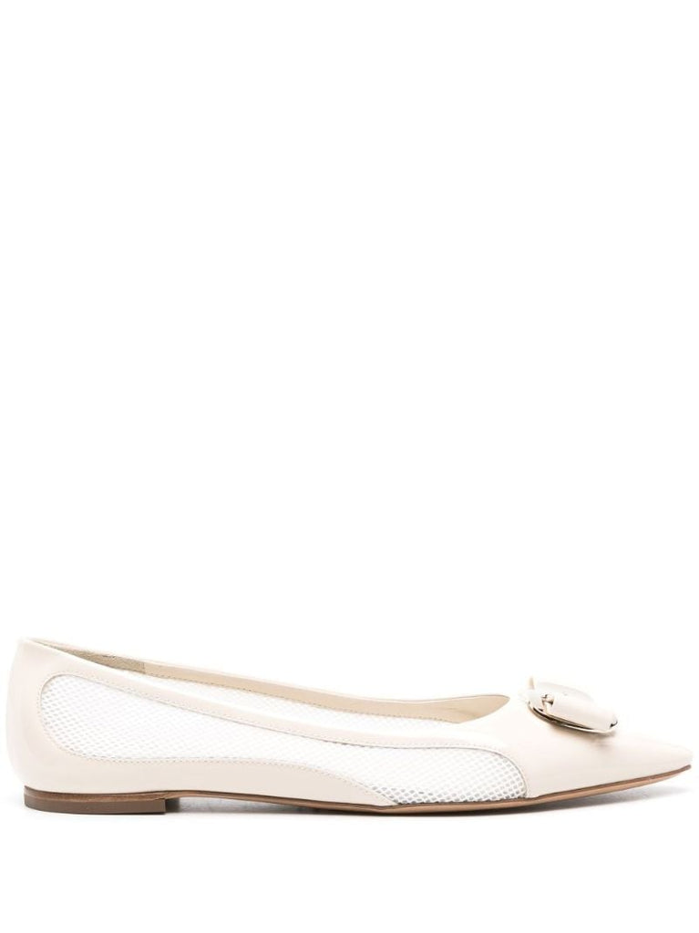 White Varina Mesh Ballerina Shoes