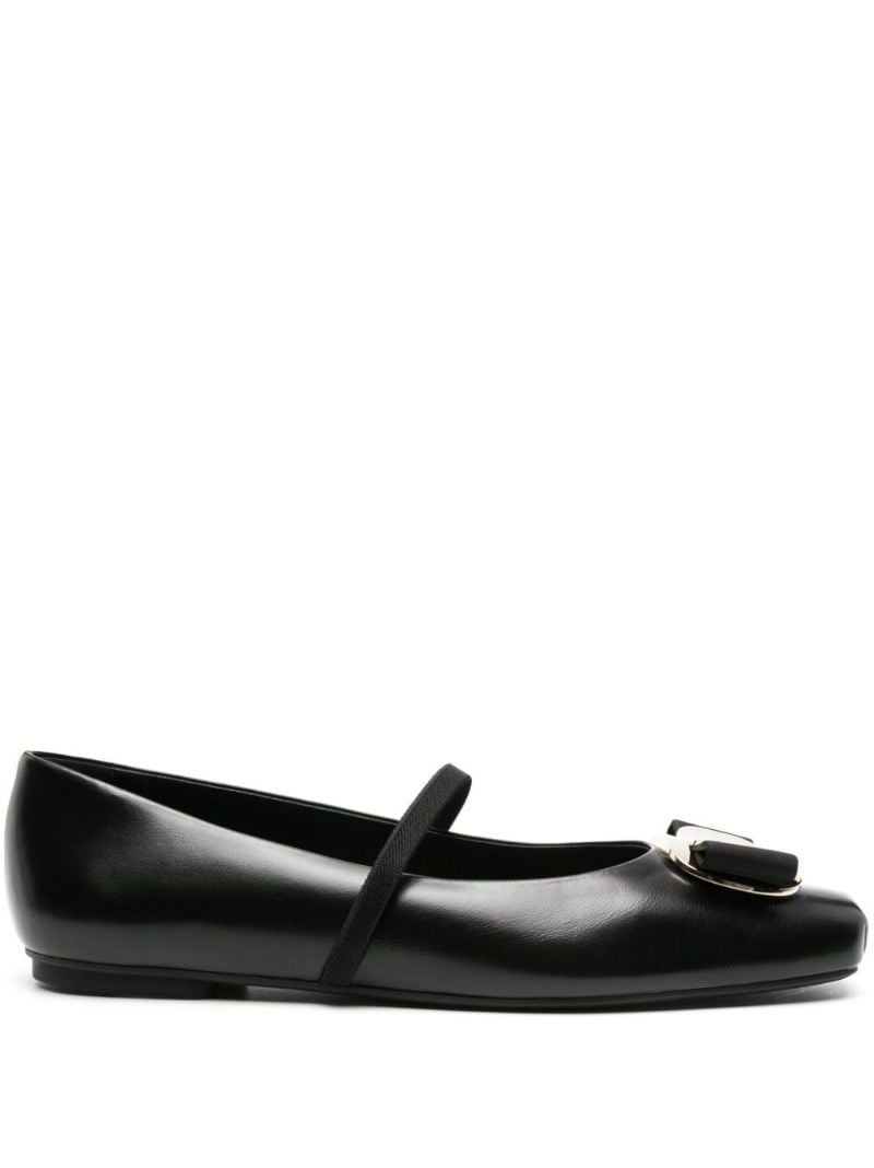 Black Zina Leather Ballet Pumps