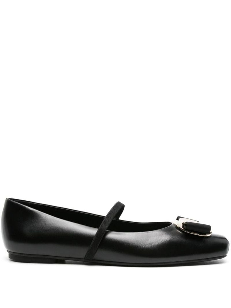 Black Zina Leather Ballet Pumps