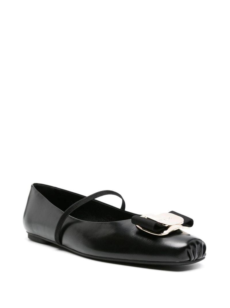 Black Zina Leather Ballet Pumps
