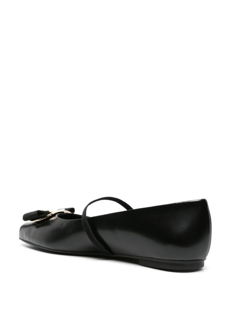 Black Zina Leather Ballet Pumps