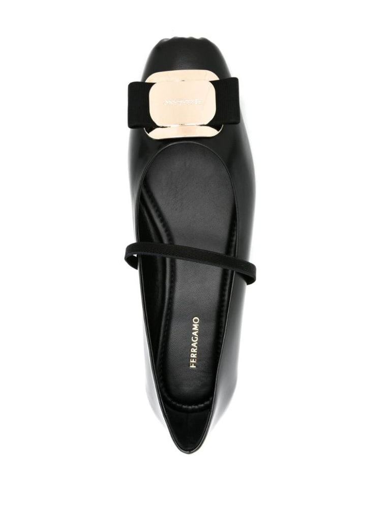 Black Zina Leather Ballet Pumps