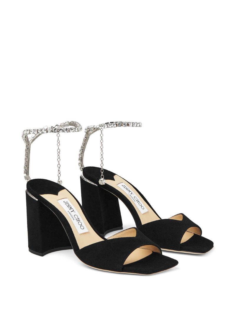 Black Saeda 85 Velvet Sandals