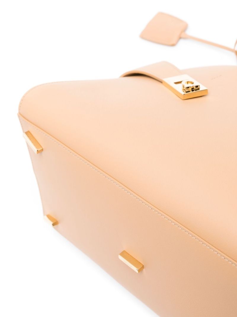 Beige Small Hug Leather Tote Bag