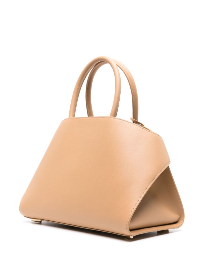 Beige Small Hug Leather Tote Bag
