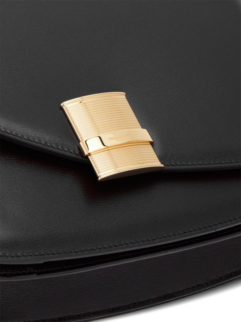 Black Fiamma Leather Cross Body Bag