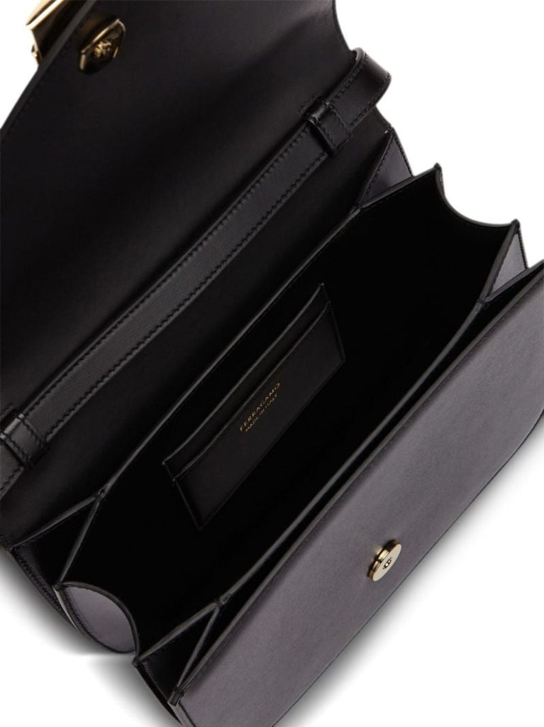 Black Fiamma Leather Cross Body Bag