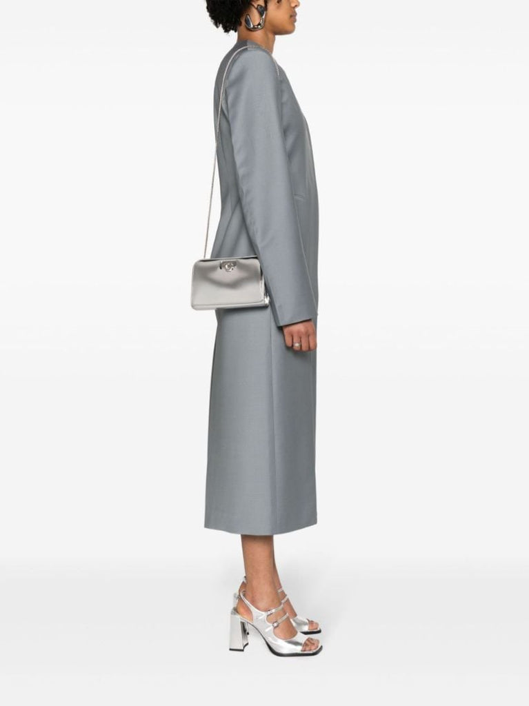 Silver-tone Mini Diana Metallic Clutch Bag
