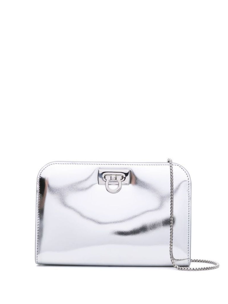 Silver-tone Mini Diana Metallic Clutch Bag