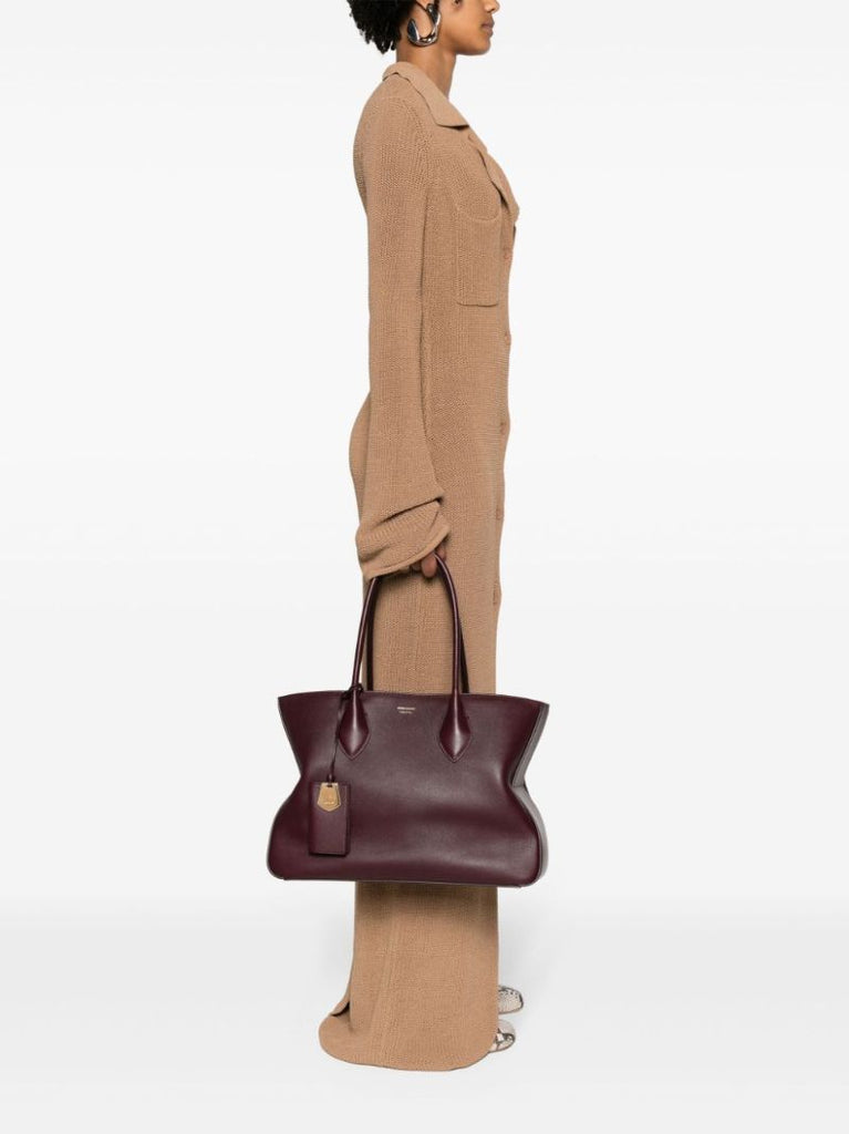 Purple Stella Leather Tote Bag