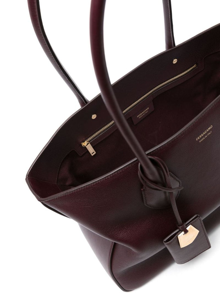 Purple Stella Leather Tote Bag