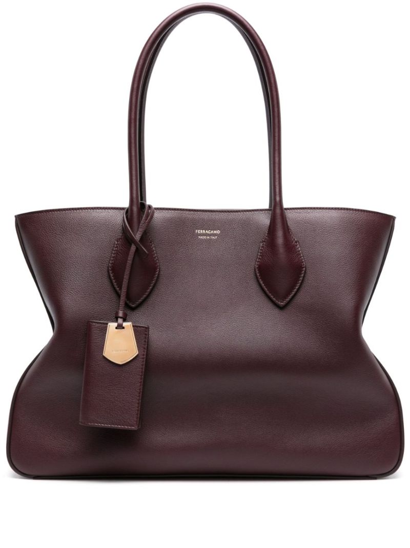 Purple Stella Leather Tote Bag