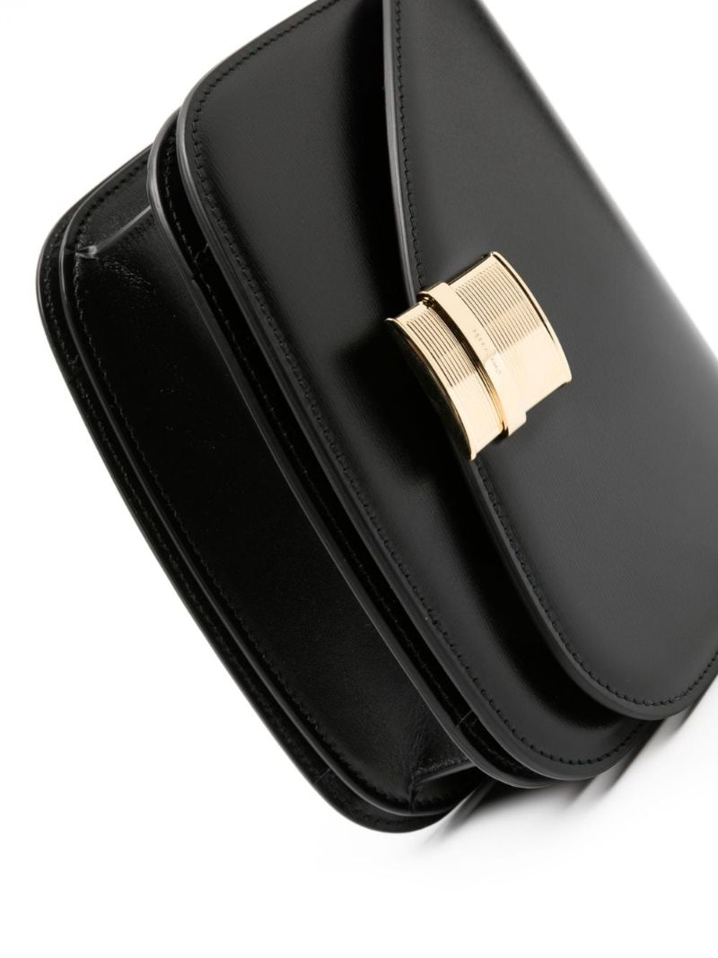 Black Fiamma Leather Shoulder Bag