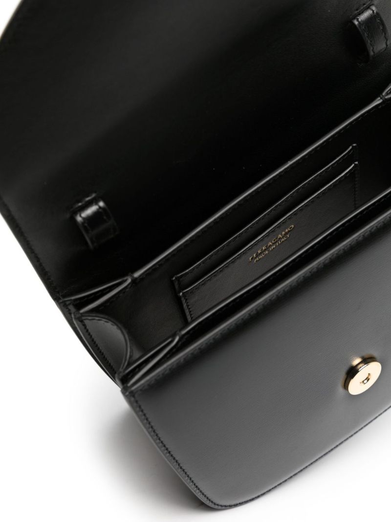 Black Fiamma Leather Shoulder Bag